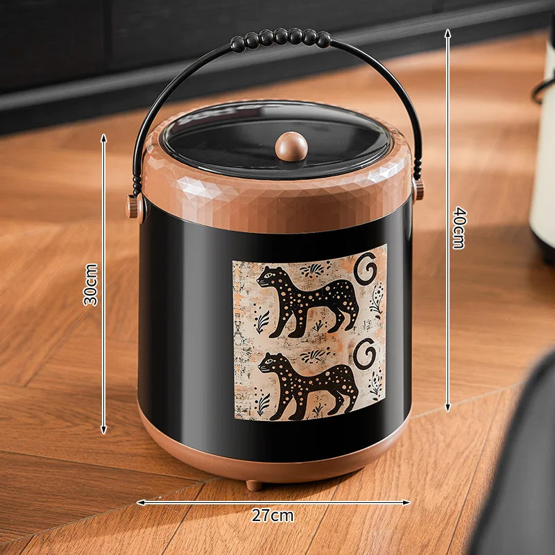 Vintage Mid-Century Modern Decorative Trash Can with Lid