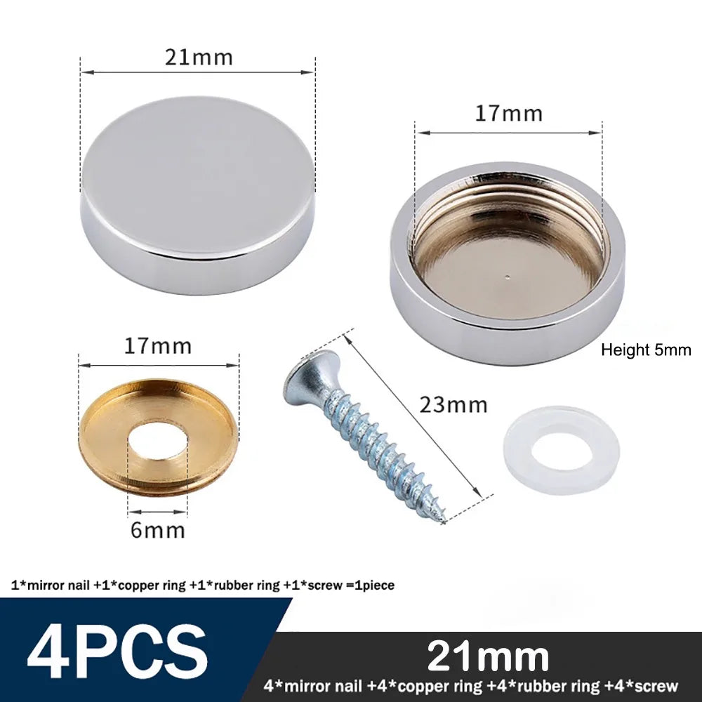 Decorative Mirror Screw Caps – Copper Chrome Covers Multi-Size