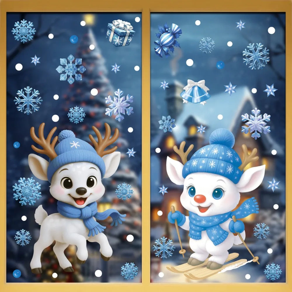 PVC Christmas Window Stickers – Santa, Snowman & Snowflake