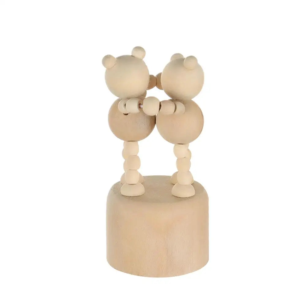 Wooden Animal Puppet Figurine – Mini Desktop Shelf Ornament