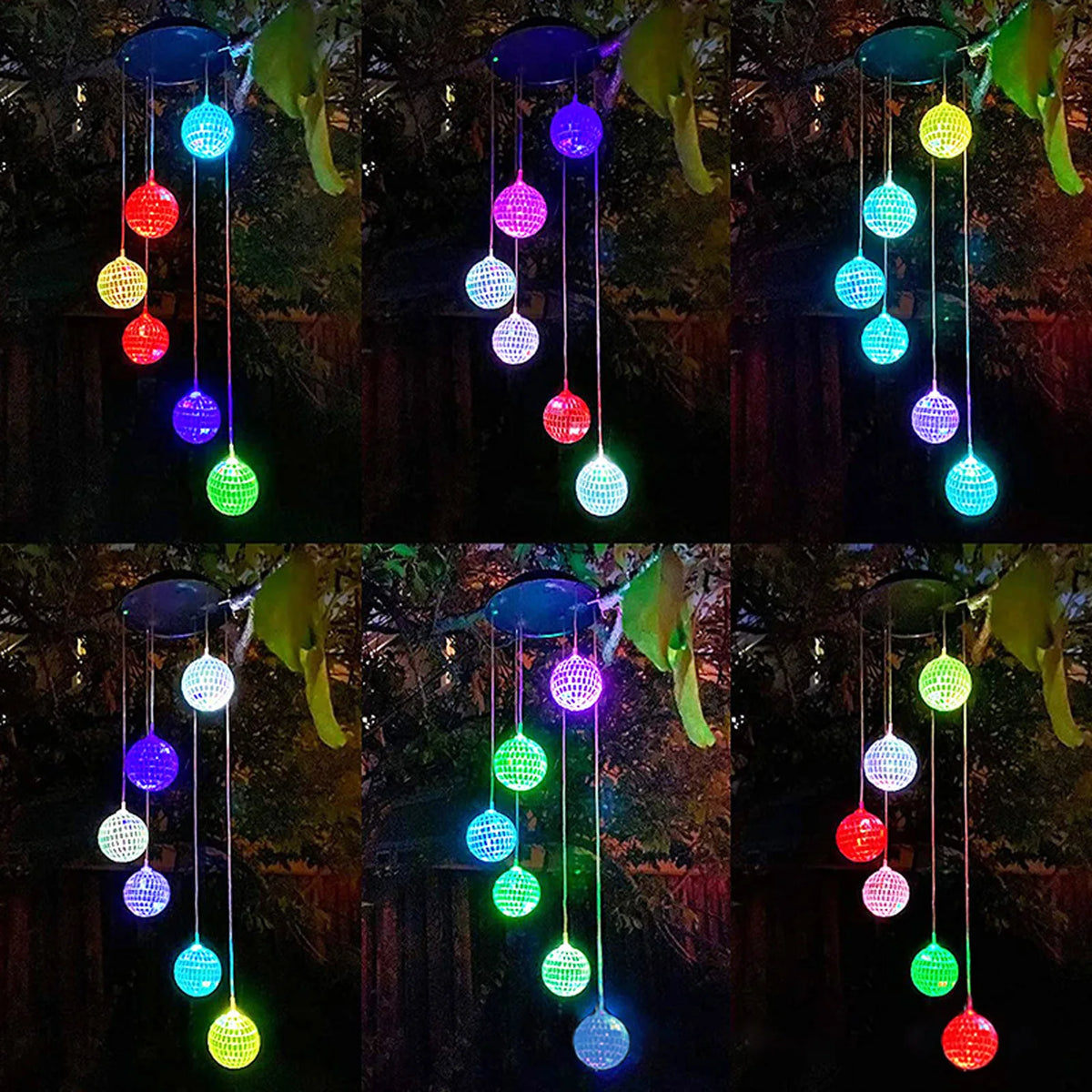 Solar Mosaic Mirror Ball Wind Chime Light | IP65 Waterproof