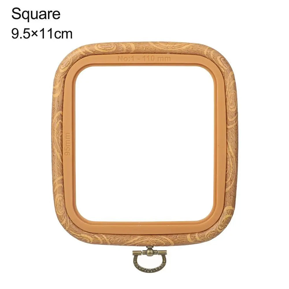 Wood Grain Plastic Embroidery Hoop – Multi-Shape DIY Frame