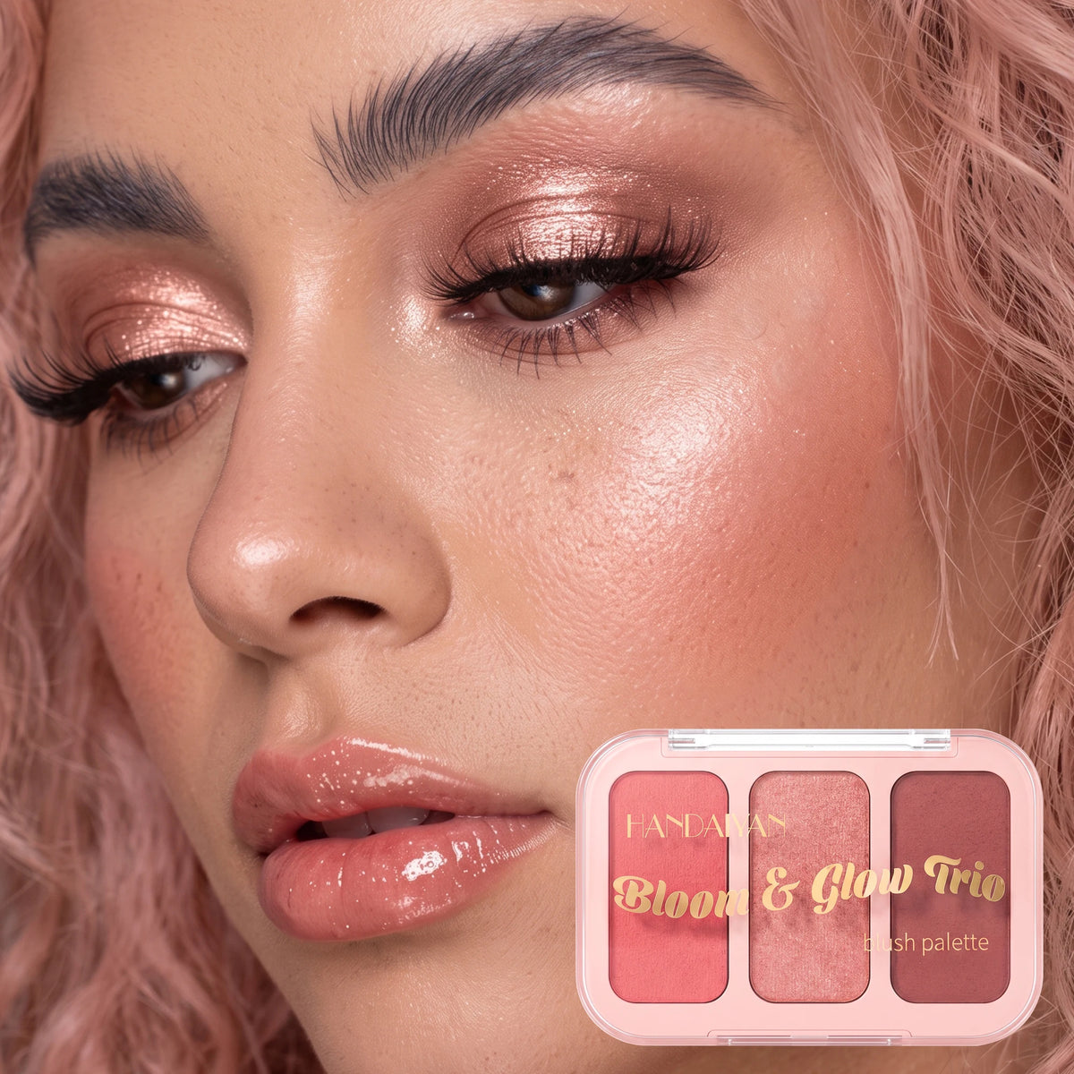 YTRUNS 3-Color Matte Blush Palette – Pigmented Cheek Color