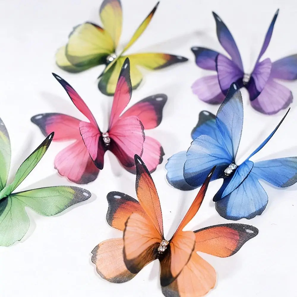 50-Pack 3D Organza Butterfly Appliques – Colorful Mesh Patches