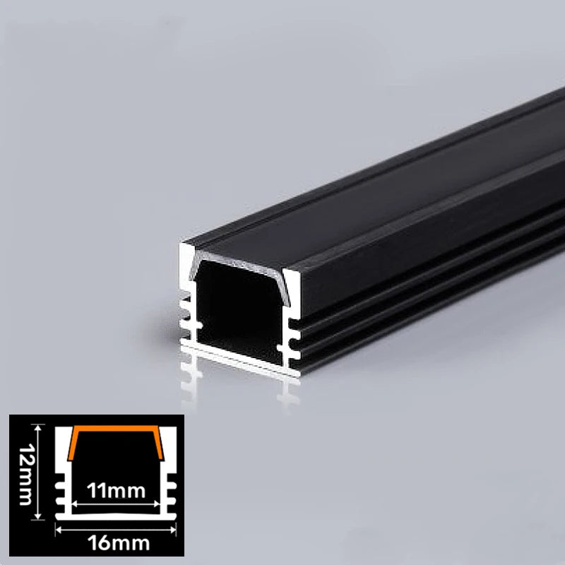 U-Shape LED Aluminum Profile Channel 50cm – Black/Milky Cover