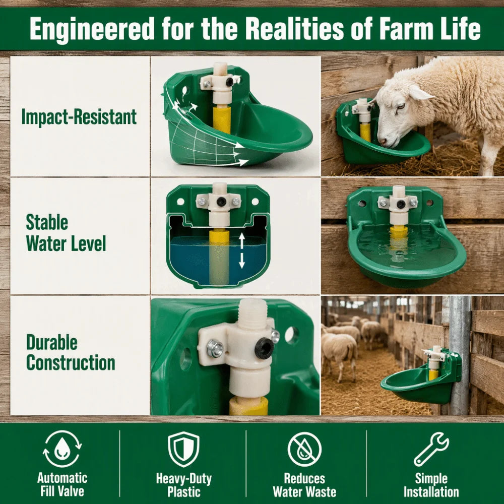 Automatic Sheep Water Bowl Float Valve Trough – Green Plastic