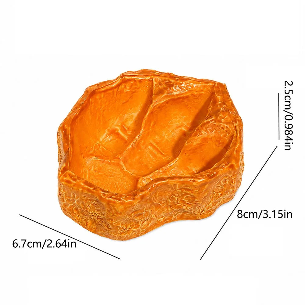 Reptile Feeding Bowl – Tree Stump Faux Stone Terrarium Basin