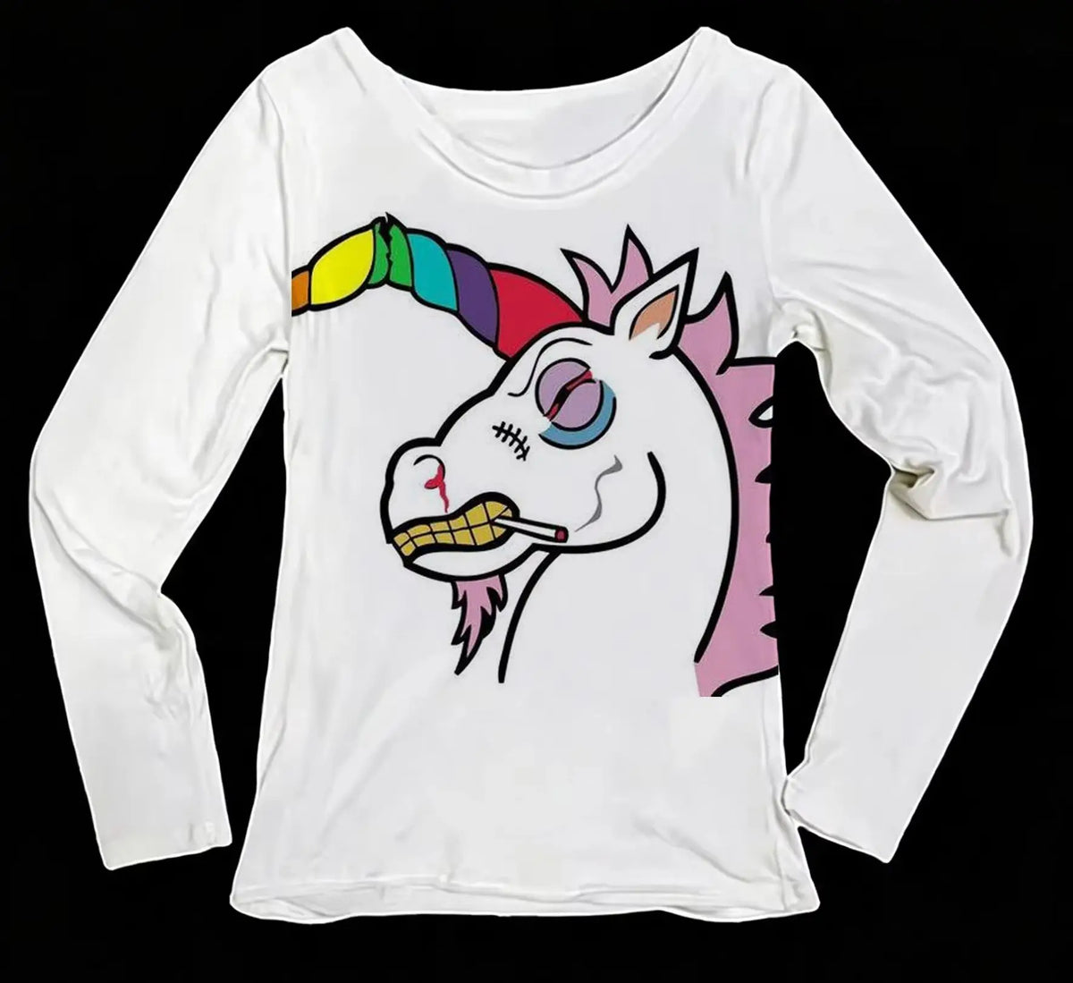 Women's Rainbow Unicorn Long Sleeve Slim Fit Tee – Y2K Top
