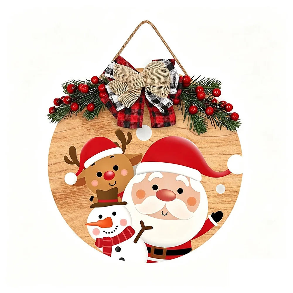 Wooden Christmas Hanging Door Sign – 2D Flat Festive Ornament