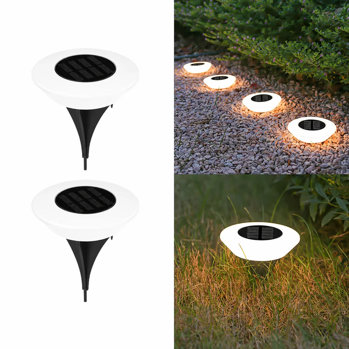 Solar Ground Lights 14 LED Waterproof Outdoor Lawn Lamp 1/2 Pack