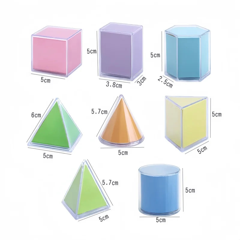 8-Piece Montessori 3D Geometry Blocks – Math Learning Toy