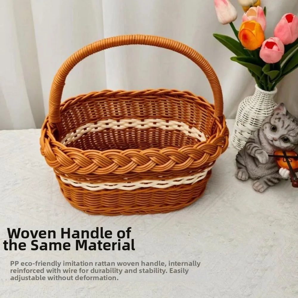 Handwoven Rattan Flower Basket with Handle – 2 Sizes