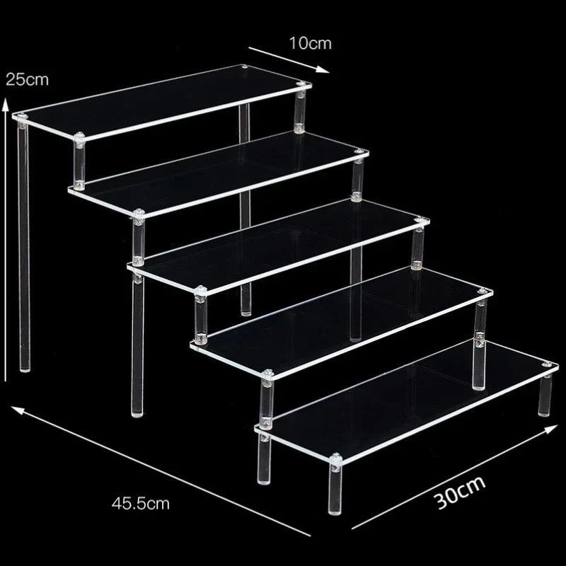 Black Acrylic Display Stand Riser 1–5 Tier Organizer Rack