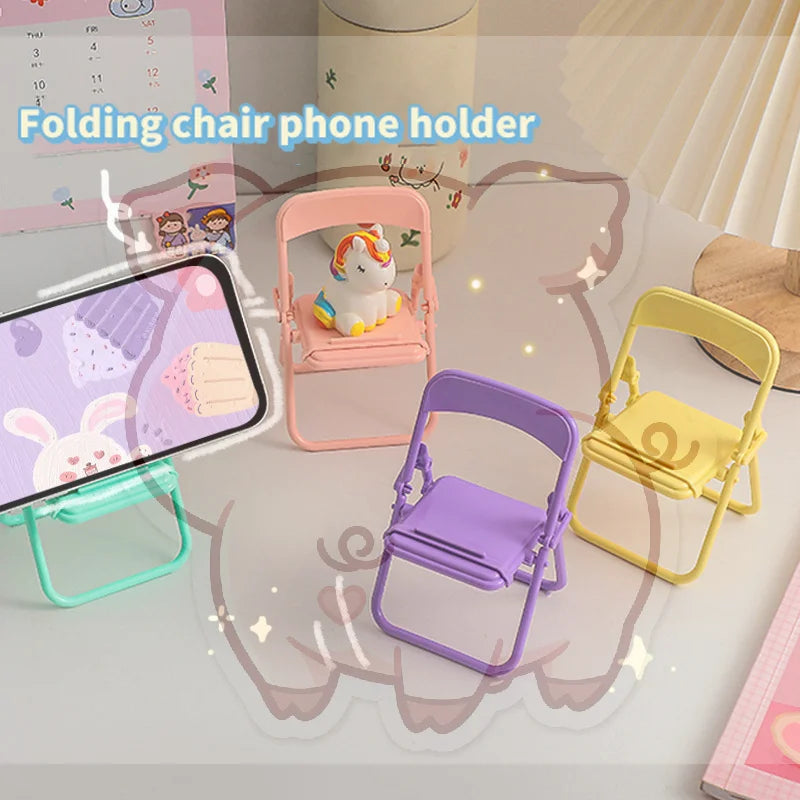 Mini Chair Phone Stand – Cute Colorful Folding Desktop Holder