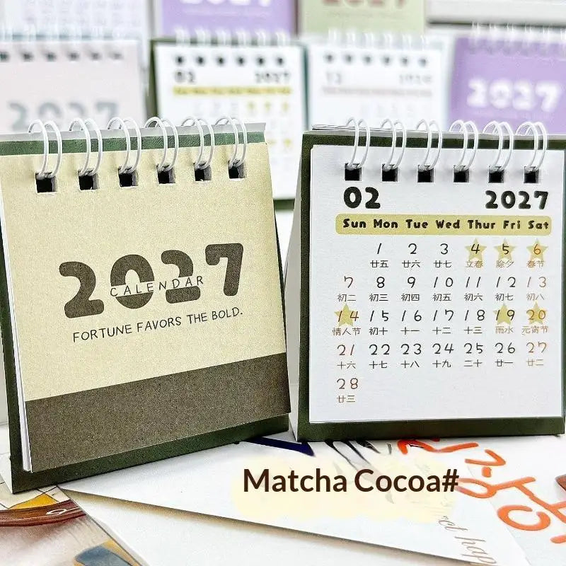 Minimalist 2027 Mini Desk Calendar – Color-Block Desktop Décor