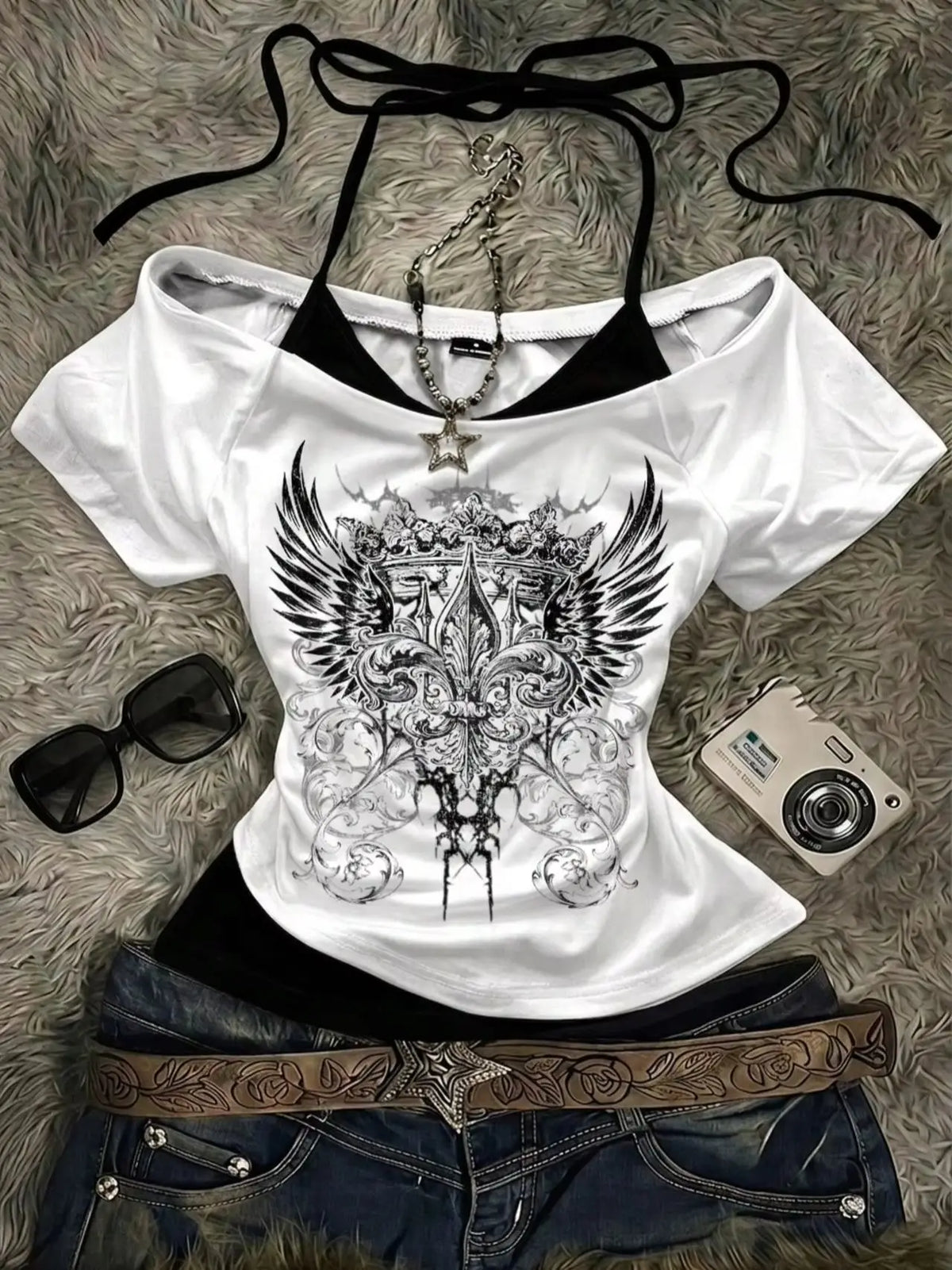 Y2K Harajuku Fake Two-Piece Slim Fit T-Shirt | Women's Top