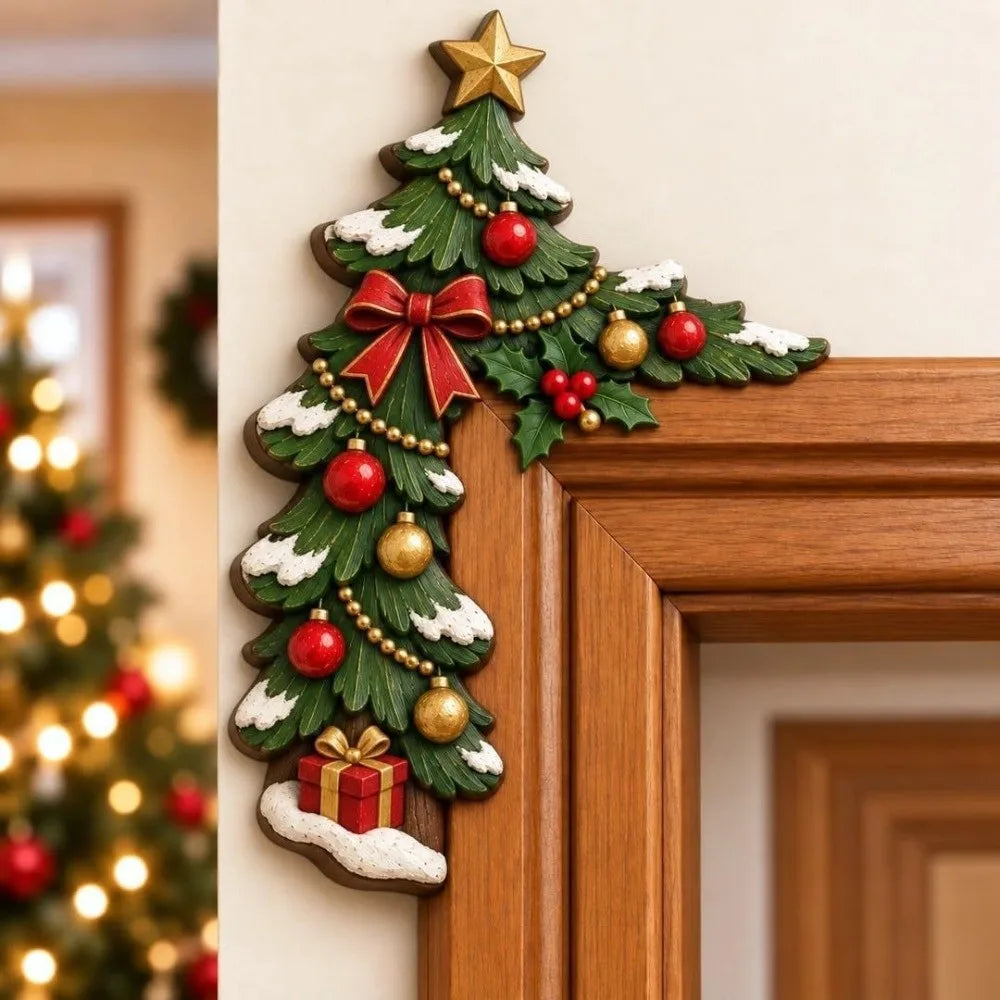 Wooden Christmas Door Corner Decor – Peeking Festive Figure