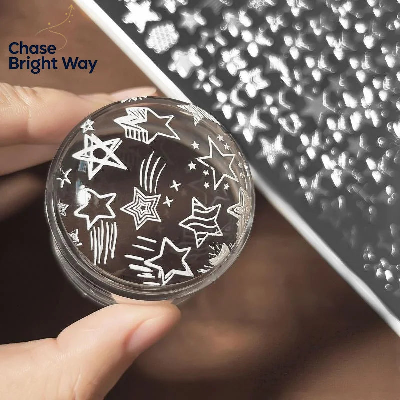 Nail Art Stamping Plate – Polka Dot, Star & Stripe Designs