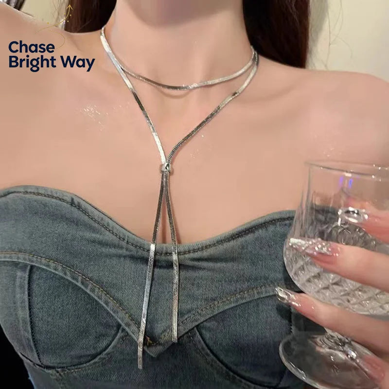 Long Snake Chain Tassel Necklace – Hip Hop Sweater Chain