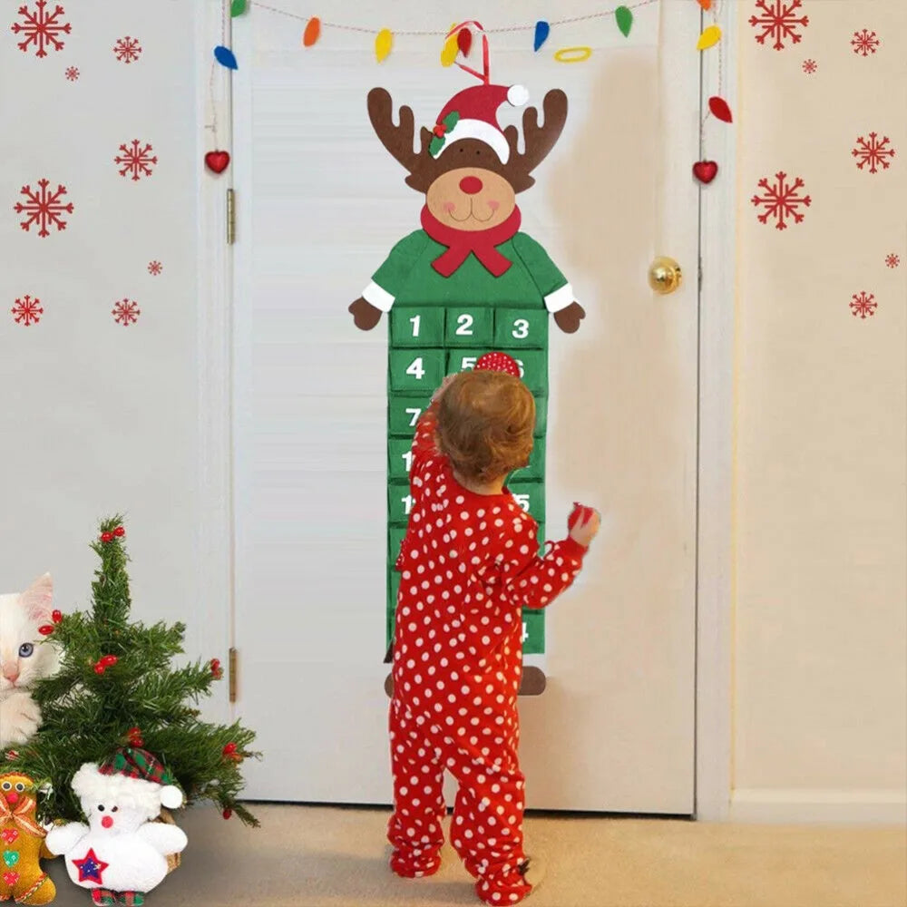 Felt Christmas Tree Advent Calendar – 24 Pocket Hanging Decor