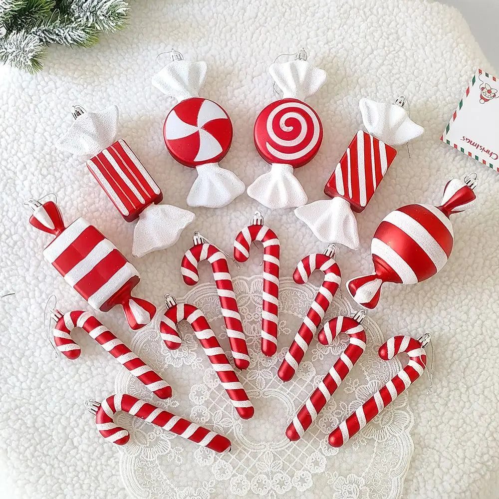 PVC Lollipop & Candy Cane Christmas Ornaments – Red & White