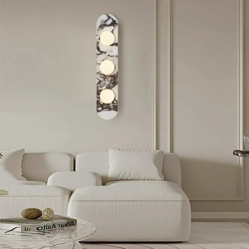 White Marble LED Wall Sconce | Wabi Sabi Stone Wall Lamp