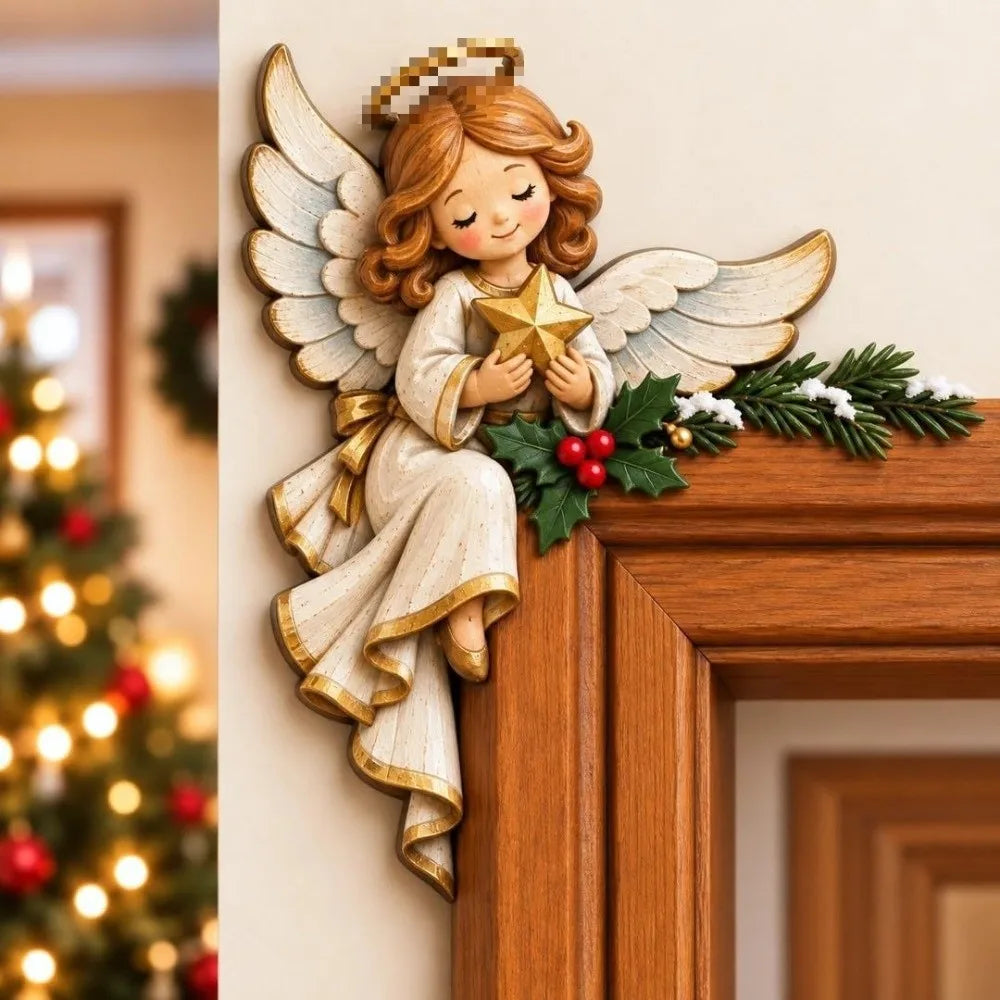 Wooden Christmas Door Corner Decor – Peeking Festive Figure