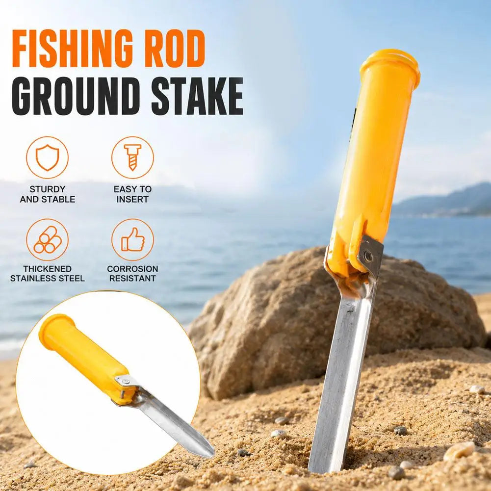 Foldable Surf Fishing Rod Holder Ground Spike with Storage Lid