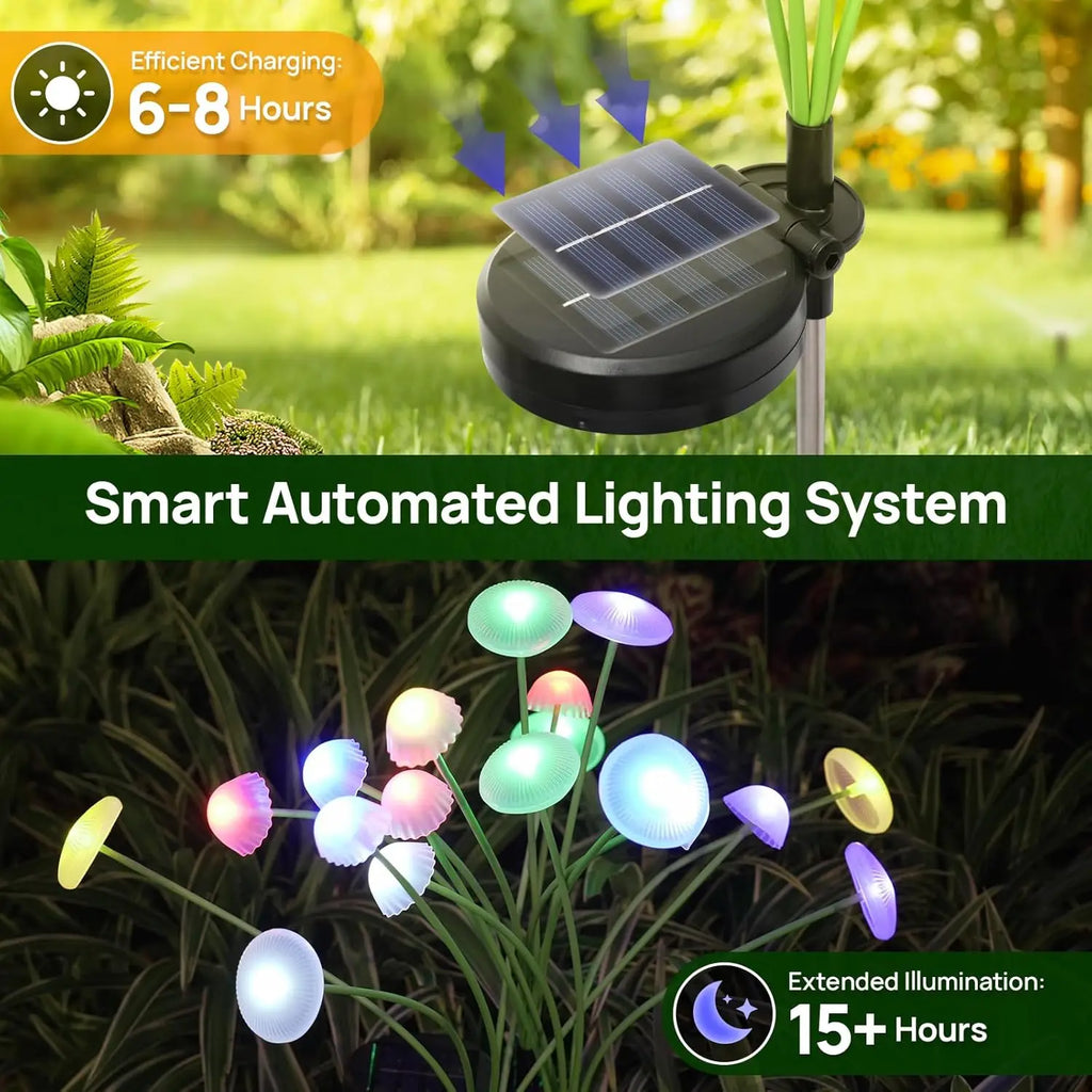 Solar Mushroom Garden Lights – 6 LED Dual Mode Waterproof Décor