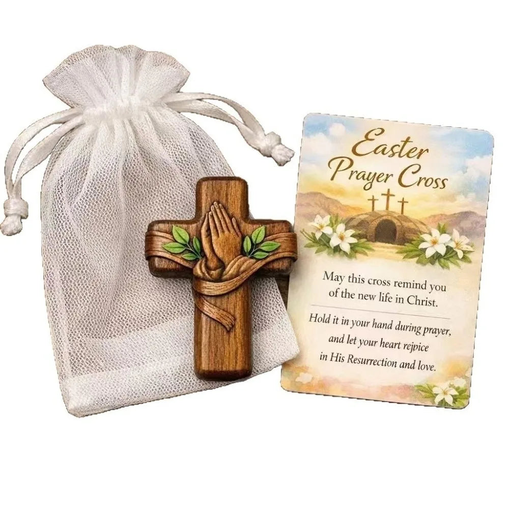 Wooden Pocket Cross with Drawstring Pouch – Faith Gift