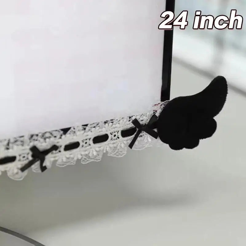 Monitor Decor Strip Sticker – Black Bow Lace Wings Design
