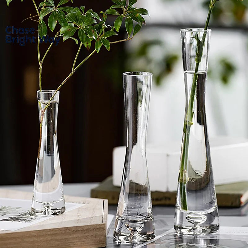 Transparent Glass Flower Vase – Bud Vase for Home & Weddings