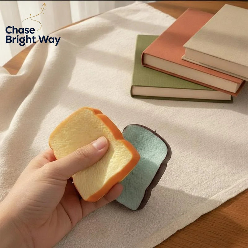 Toast Squeeze Fidget Toy – Slow-Rebound Silicone Desk Ornament