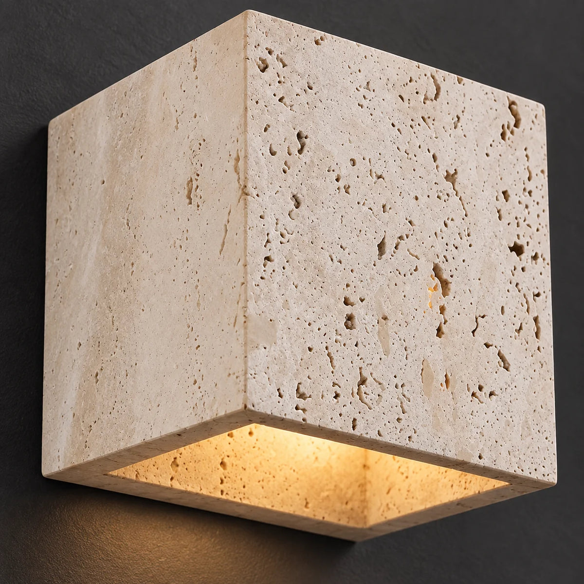 Square Natural Stone Outdoor Wall Sconce – IP65 LED Light