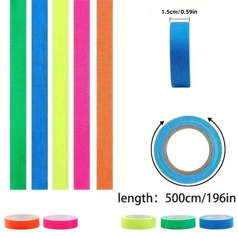 Six-Color Neon UV Blacklight Tape Set – Fluorescent Party Tape