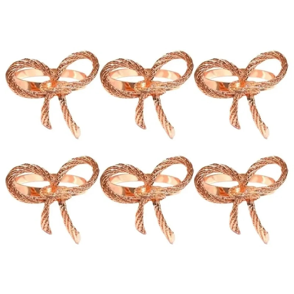 Elegant Bow Metal Napkin Rings – Gold, Silver & Rose Gold Set