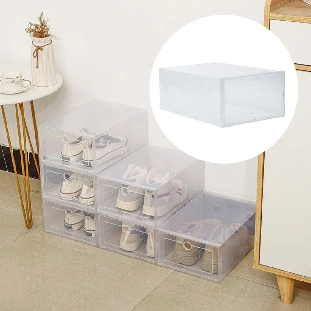 Stackable Transparent Shoe Boxes – Dustproof Plastic Organizer