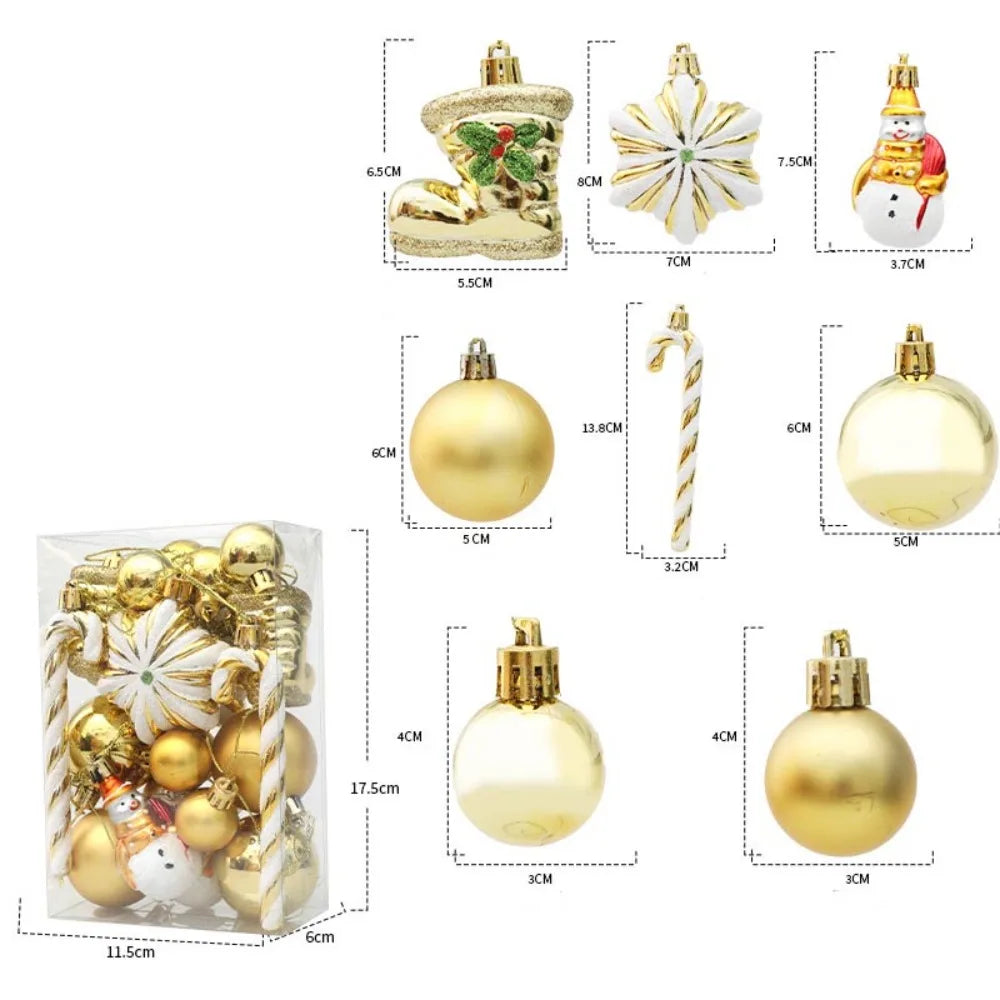 Mixed Shapes Christmas Tree Ornament Set – Colorful Plastic Baubles