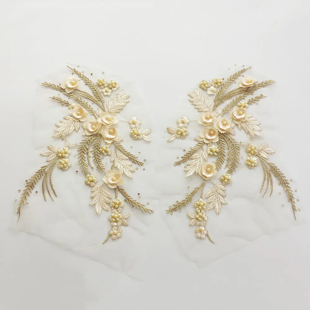 3D Flower Tassel Lace Appliqué Patch – Bridal Sew-On 2pc