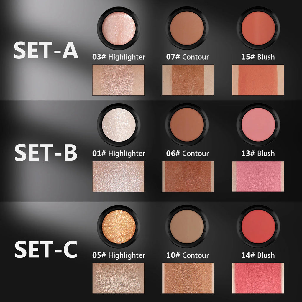 3-Piece Cream Contour Kit – Contour, Highlight & Blush Sticks