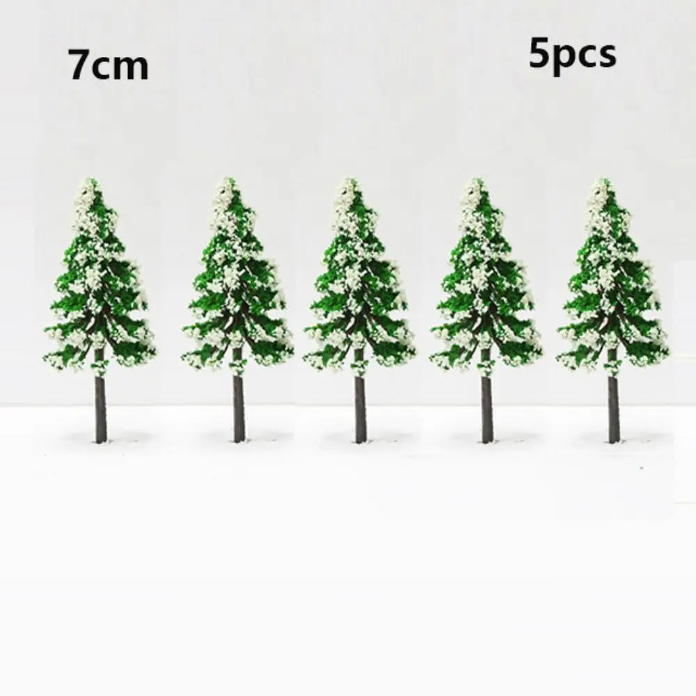 5-Pack Mini Snow Pine Model Trees – 6 Sizes Christmas DIY