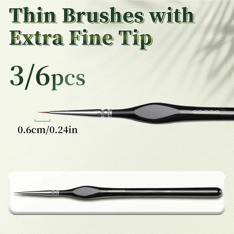 Fine Tip Paint Brush Set – Nylon Detail Brushes for Acrylic