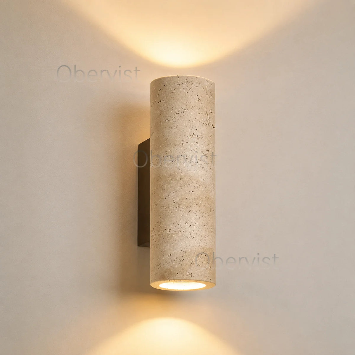 Yellow Travertine Wall Sconce – Vintage Wood Accent Bedside Lamp