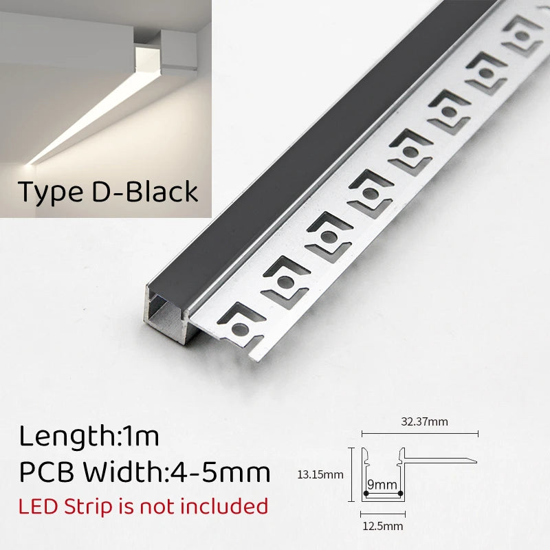 Trimless Recessed LED Aluminum Profile Channel 1M | 1–10pcs