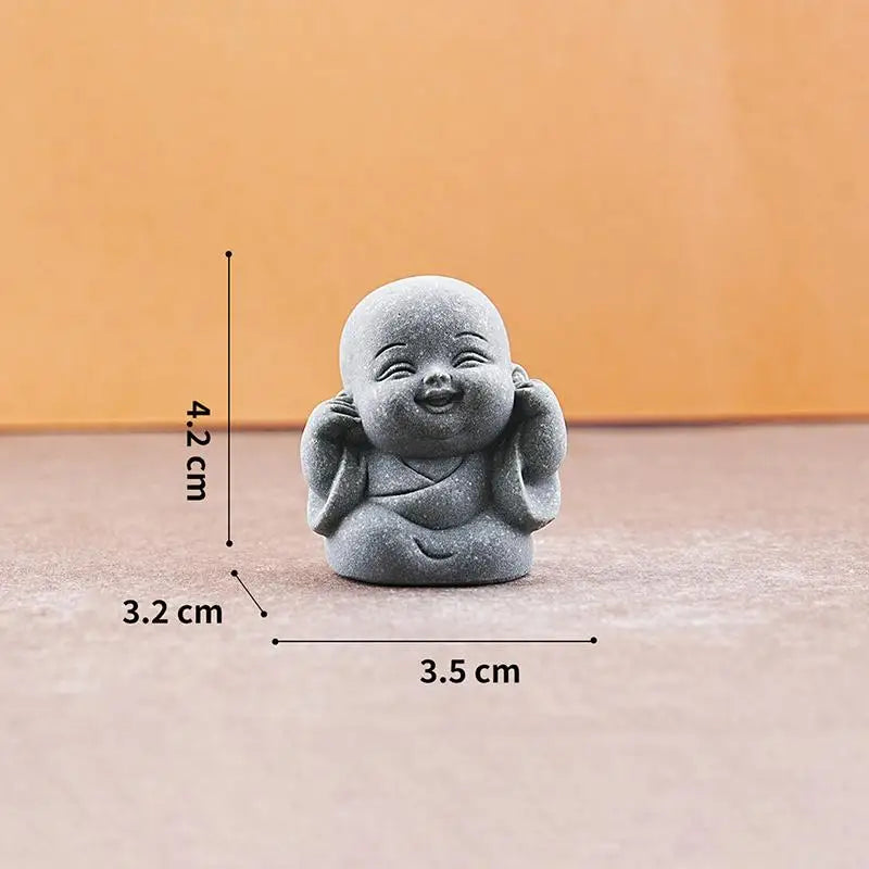 Zen Little Monk Statues – Resin Buddhist Figurines, 1 or 4 Pc
