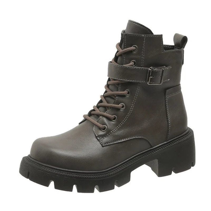 Women's Platform Ankle Boots – Punk Round Toe Motorcycle Style