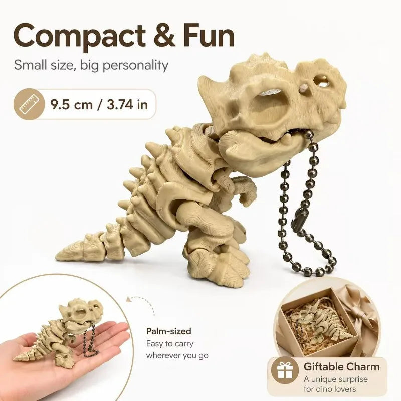 Flexible Dinosaur Skeleton Toy – Movable T-Rex Keychain Figure