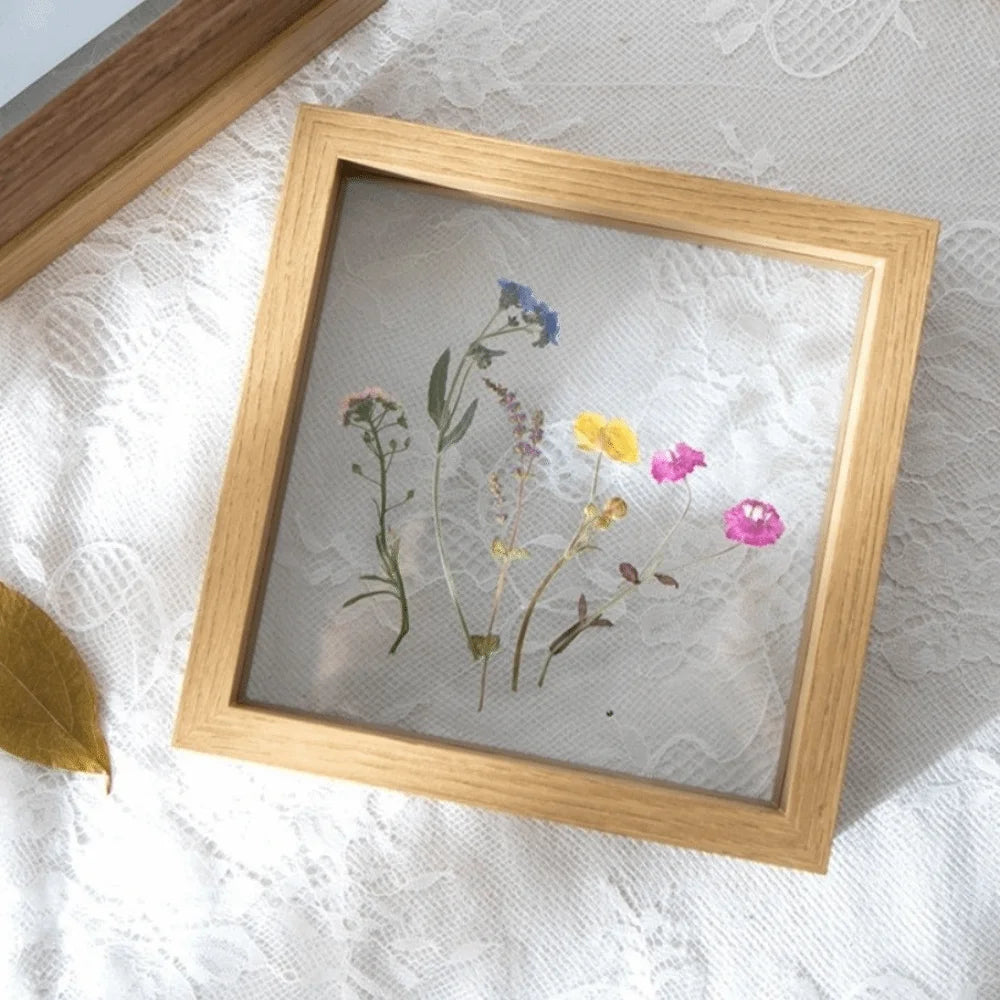 Double-Sided Glass Pressed Flower Frame | 6in 8in 10in Wood Black