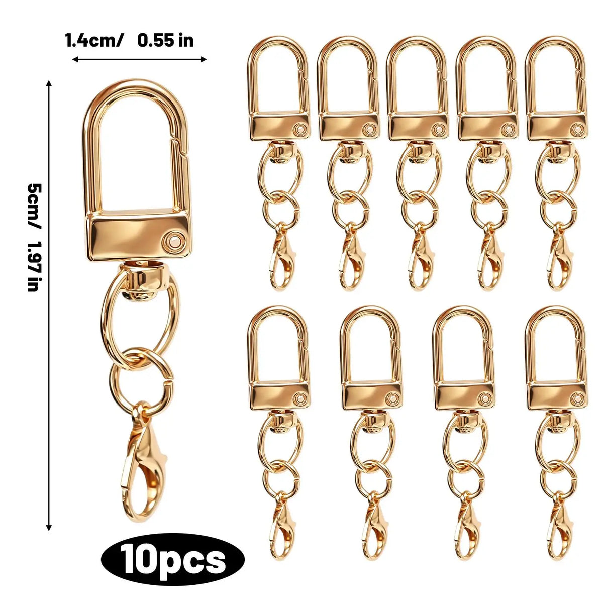 Metal Lobster Clasp Rotating Keychain – 10-Pack DIY Hardware
