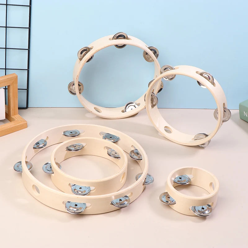 Wooden Tambourine for Kids – Orff Hand Drum 4–10 Inch